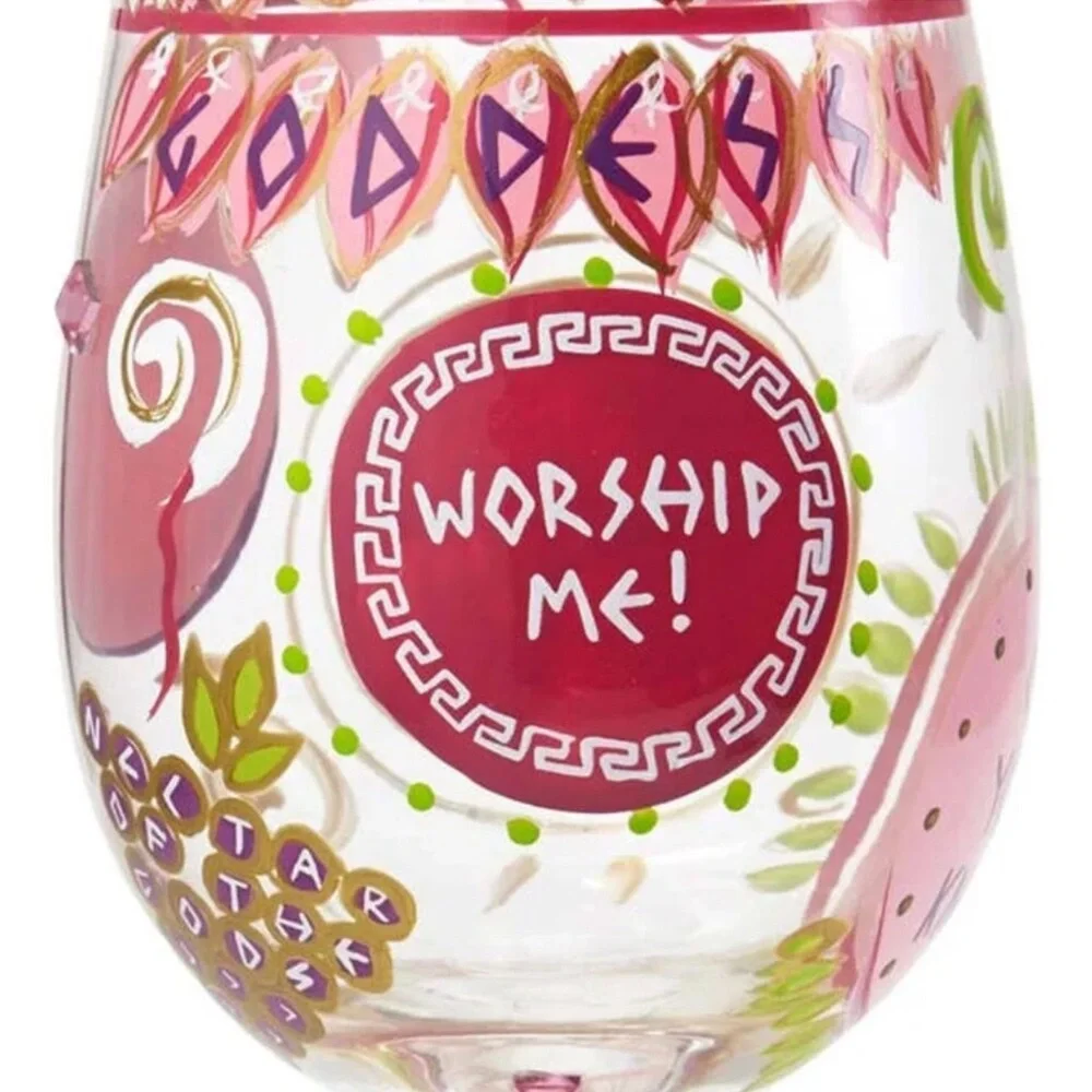 Lolita NIB!! Birthday Goddess Hand-painted Artisan Wine Glass - Picture 4 of 11